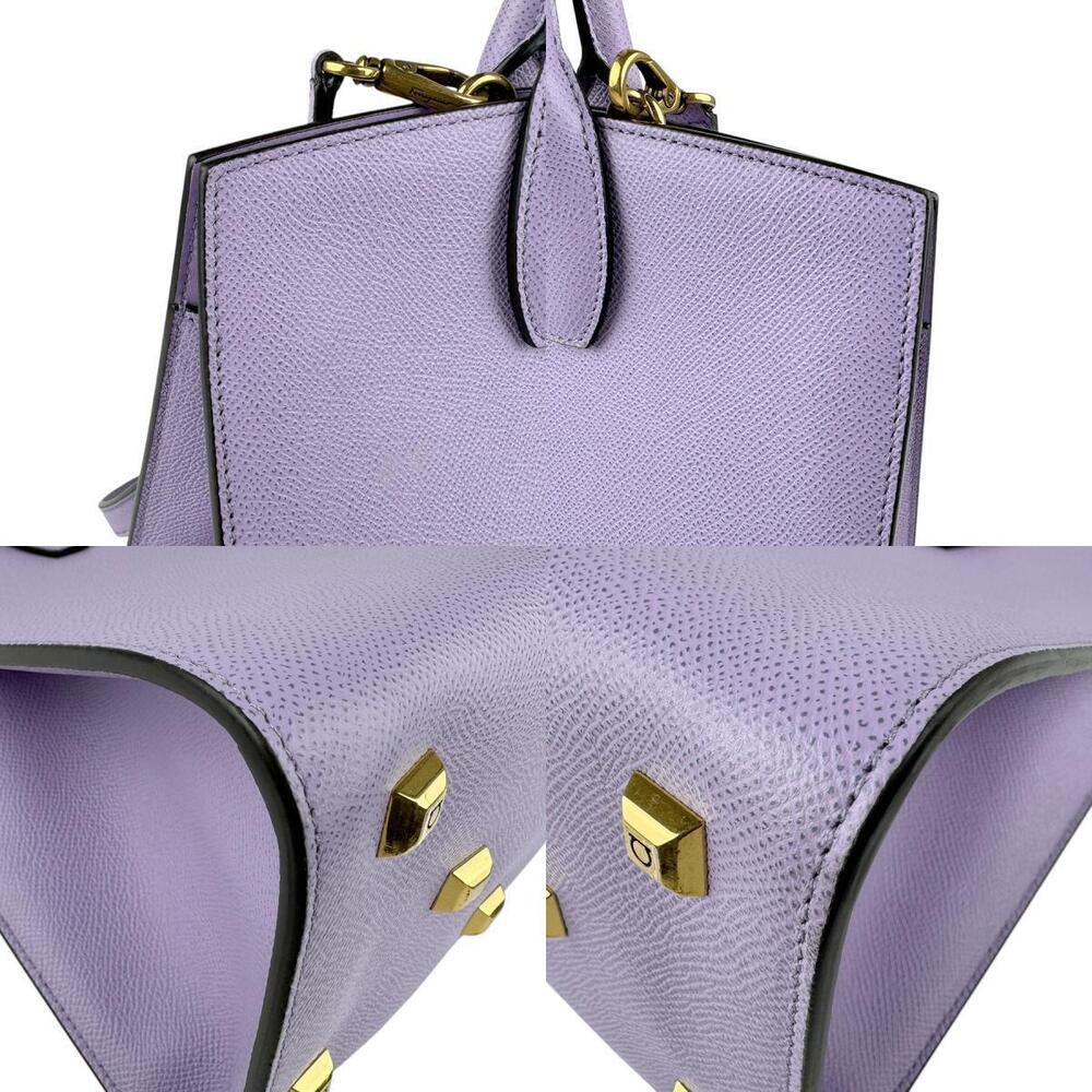 Salvatore Ferragamo Gancini Leather Handbag Shoulder Bag Purple Gold - Picture 3 of 4